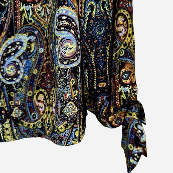 Rose & Olive Boho Chic Paisley Balloon Sleeve Blouse M Quiet Luxury Cottagecore - Picture 3 of 8